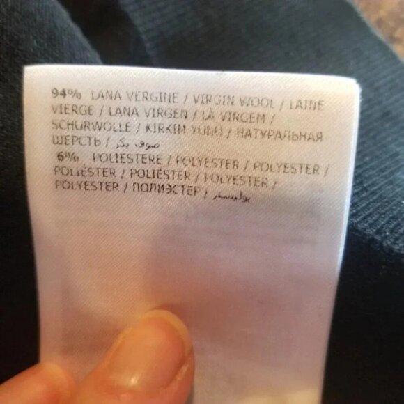 Moncler Virgin Wool Blend Black T-shirt L - Picture 11 of 12